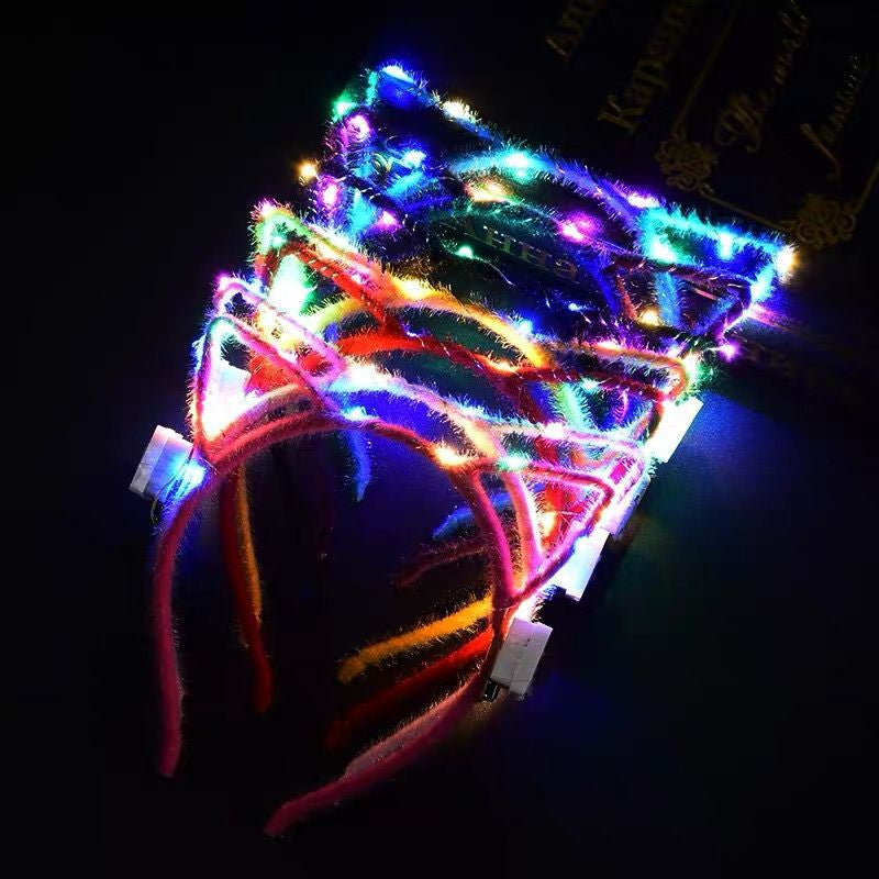 Colorful Luminous Plush Cat Ear Headband Headdress Children's Toy