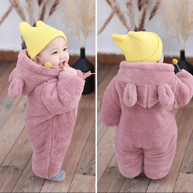 Baby Jacket Autumn And Winter Under 1 Year Old And Two Months Old Baby Winter Warm Hug Suit Thickened One-piece Suit Ha