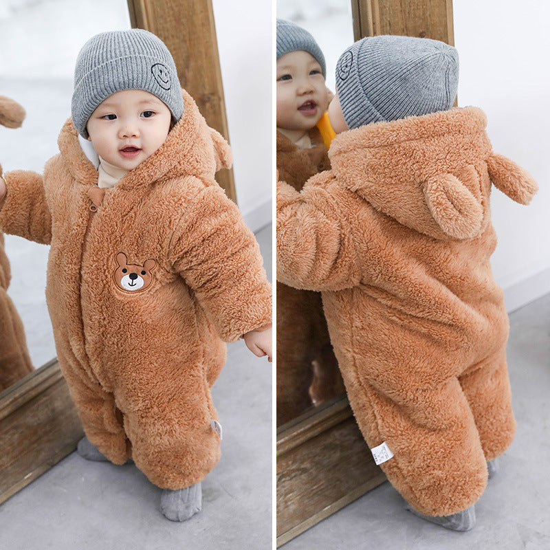 Baby Jacket Autumn And Winter Under 1 Year Old And Two Months Old Baby Winter Warm Hug Suit Thickened One-piece Suit Ha