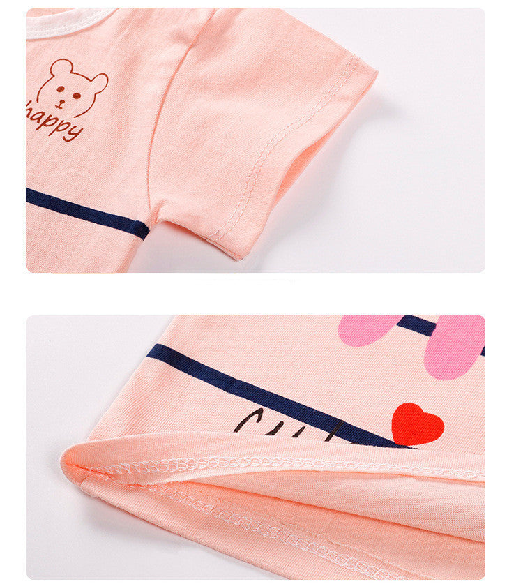 Children's Short-Sleeved Suit Men's Stall New Baby Pajamas Girls Summer Shorts