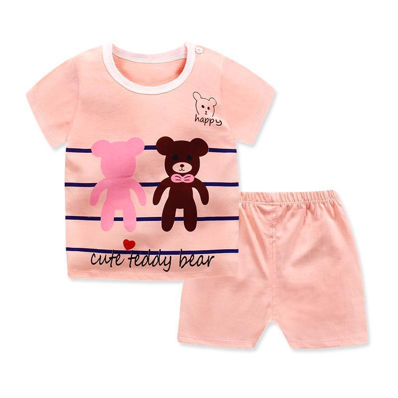 Children's Short-Sleeved Suit Men's Stall New Baby Pajamas Girls Summer Shorts
