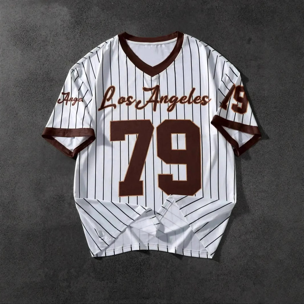 Men's Los Angeles Letter Print Short Sleeve Top