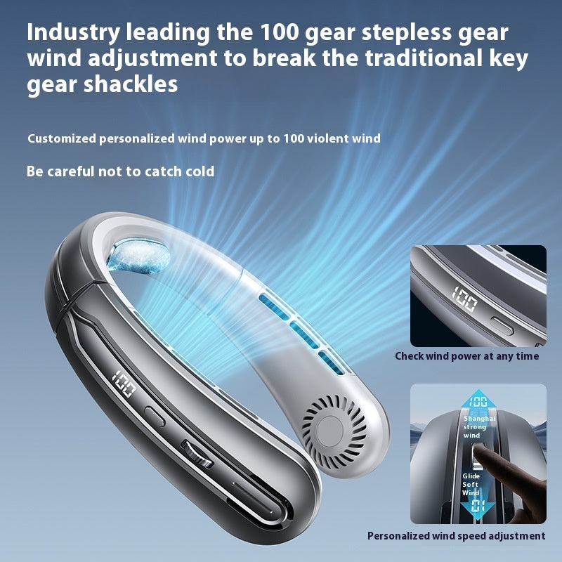 New Digital Display Hanging Neck Fan Student Outdoor Sports Portable Usb Mini