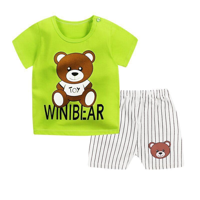 Children's Short-Sleeved Suit Men's Stall New Baby Pajamas Girls Summer Shorts