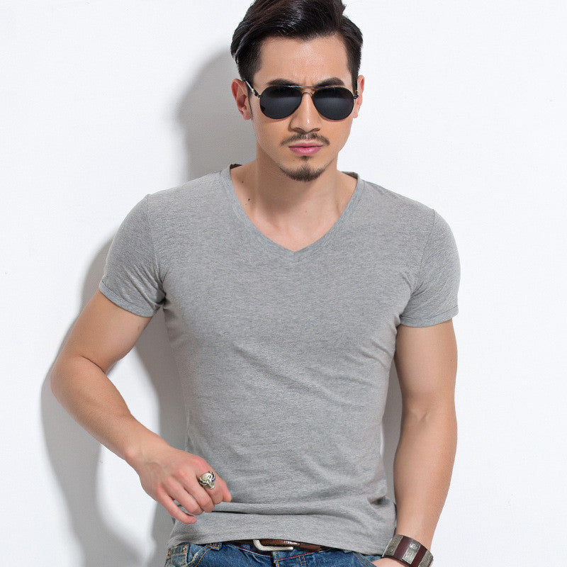 Hong Kong Style Solid Color Short Sleeved  Summer Loose Casual Short Sleeved