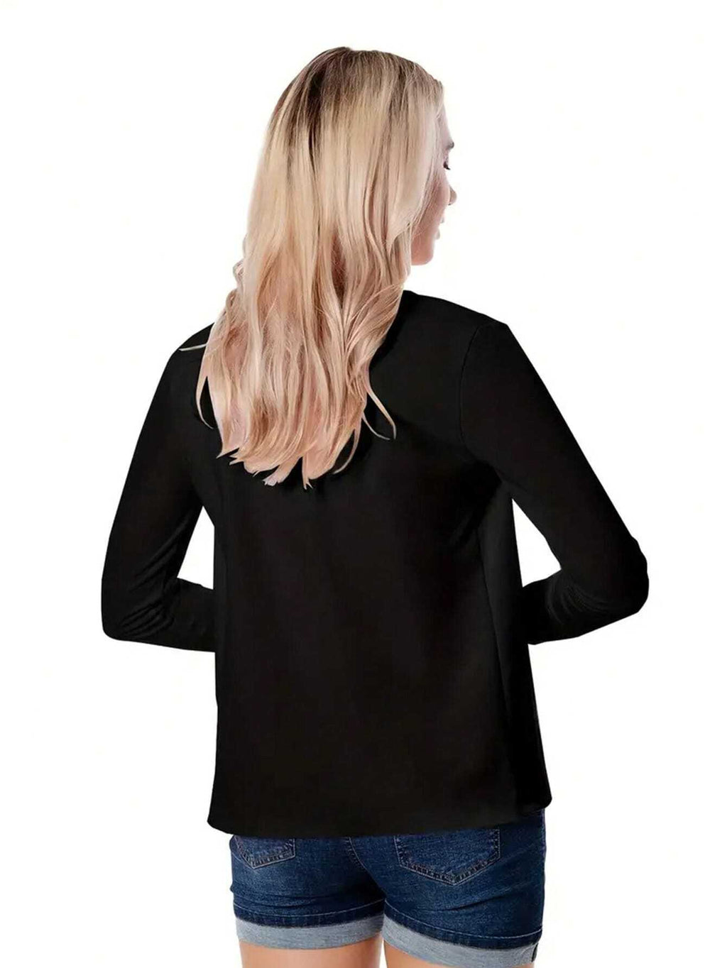 A Solid-colored Long-sleeved Coat For Ladies