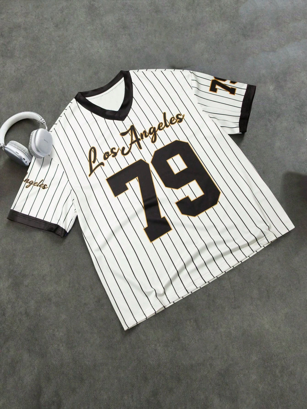 Men's Los Angeles Letter Print Short Sleeve Top