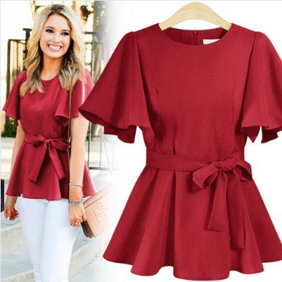 Girdle Tie Loose Temperament Shirt Fat Sister Blouse