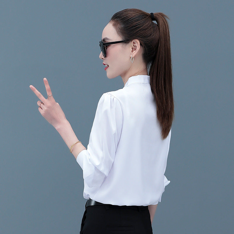 White Long-sleeved Shirt Business Temperament Loose Women's Top