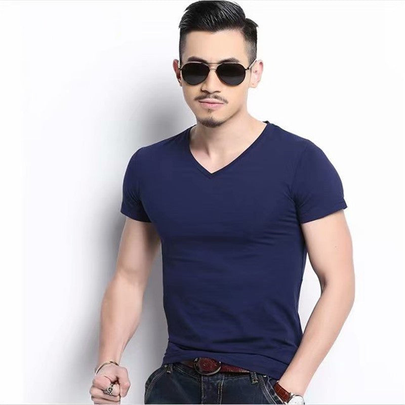 Hong Kong Style Solid Color Short Sleeved  Summer Loose Casual Short Sleeved