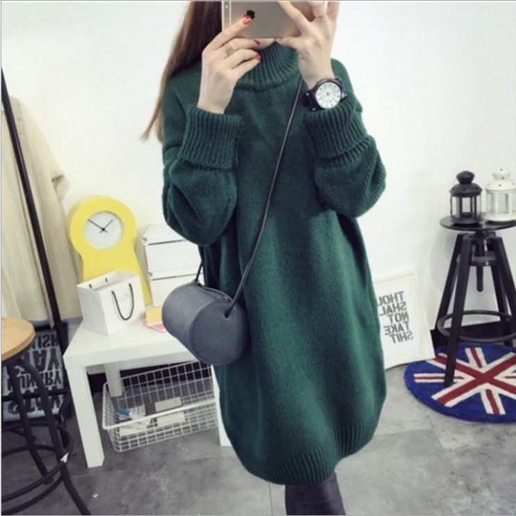 Women's Turtleneck Solid Color Thickened Set Head Loose Sweater