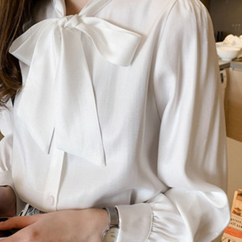 Women's Temperament Butterfly Loose Slim Knot Satin Shirt