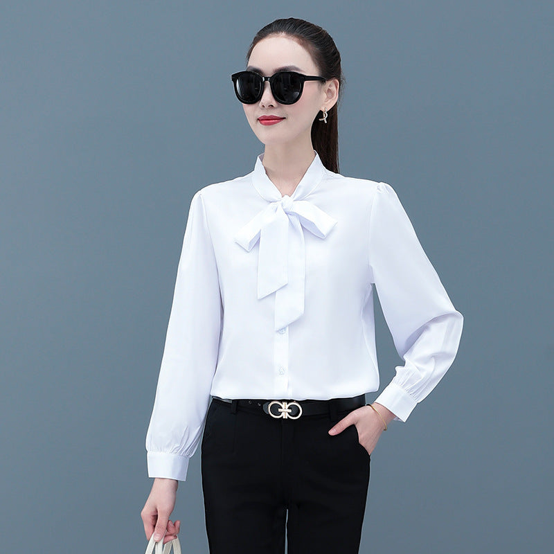 White Long-sleeved Shirt Business Temperament Loose Women's Top