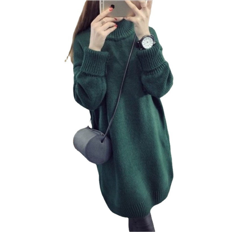Women's Turtleneck Solid Color Thickened Set Head Loose Sweater