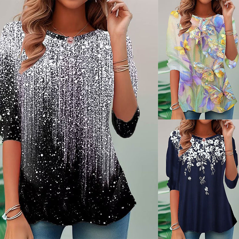 Women's Animal And Plant Long-sleeved Top