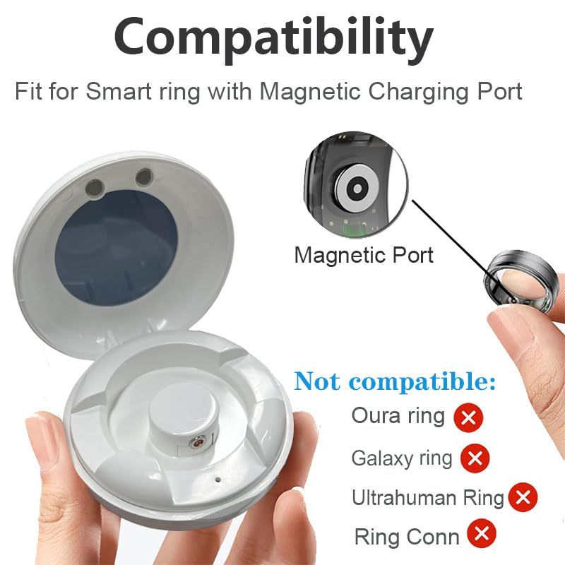 Smart Ring Charging Case, Magnetic Charging Port Compartment, Fast Charging Compact Box Portable Charger For COLMI R02 R06 R11M R8 Fitness Ring, 200 MAh Battery