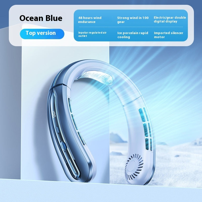 New Digital Display Hanging Neck Fan Student Outdoor Sports Portable Usb Mini